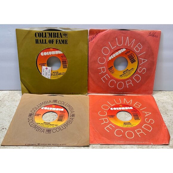 Wham! 45 Record Lot of 4 Pop Freedom Wake Me Up Edge of Heaven Blue - Picture 1 of 8